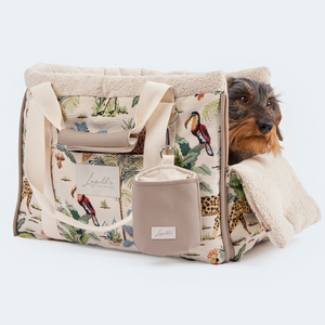 Leopold's Finest | Dackel sitzt in Cosybag Kapstadt mit Jungle Muster