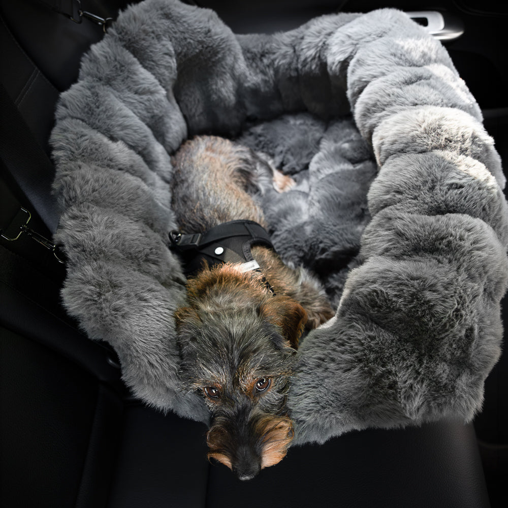 Autotasche Winter in schwarz. Moodbild mit Ansicht von oben