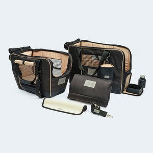 Hunde Reisekollektion Fahrradtasche für Hunde, Flugzeugtasche für Hunde. Hundematte Outdoor. Hundehandtuch und Trinkflasche für unterwegs.