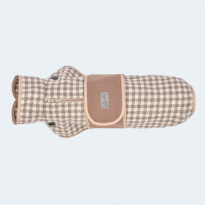 Hundemantel Wolle Softshell Vichy Karo taupe