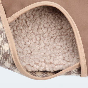 Hundemantel Wolle Softshell Vichy Karo taupe