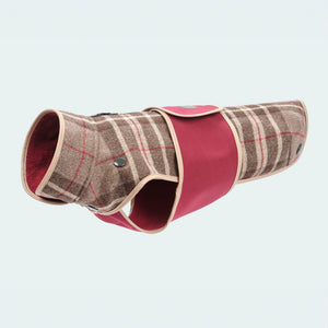 Hundemantel Wolle Softshell Glencheck braun