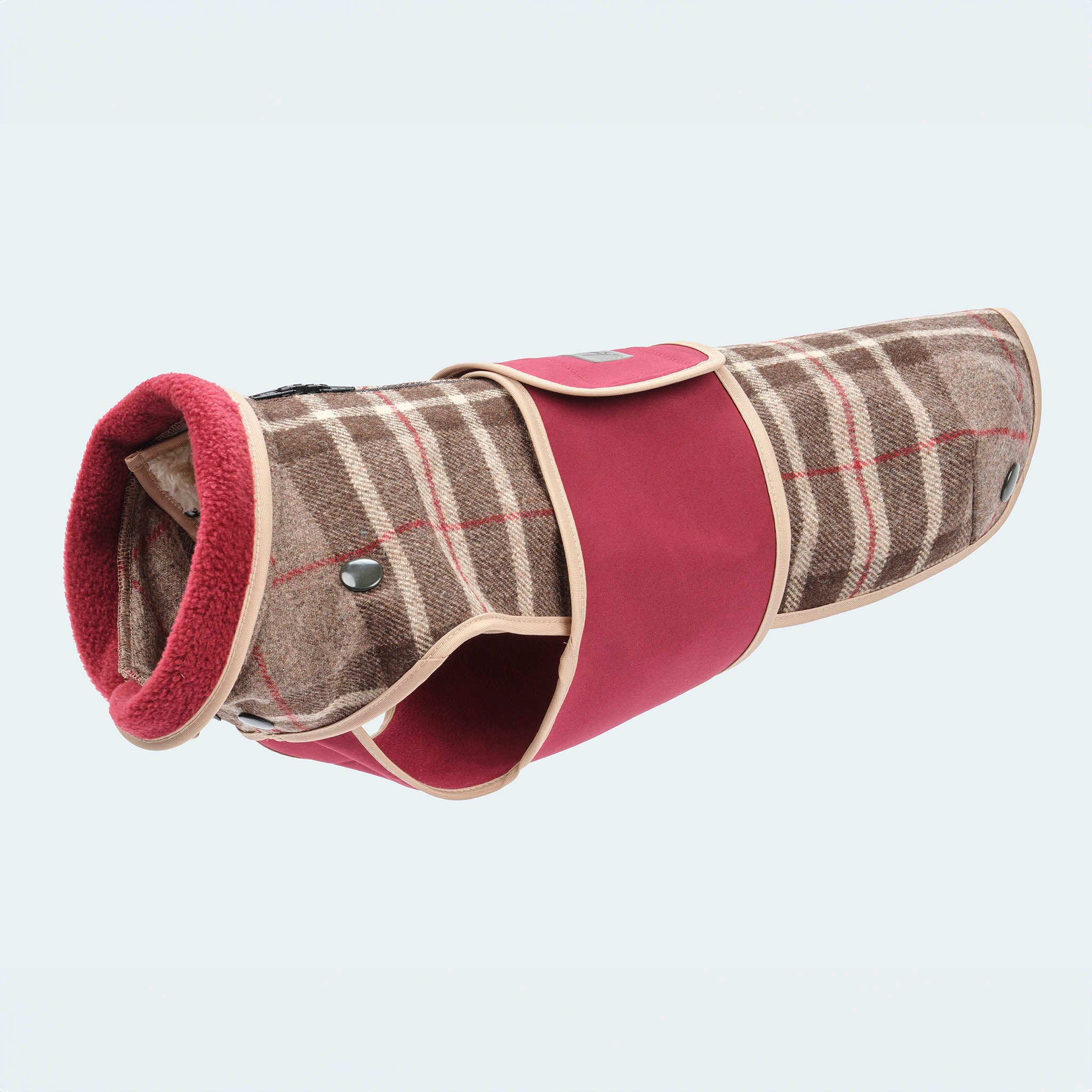 Hundemantel Wolle Softshell Glencheck braun