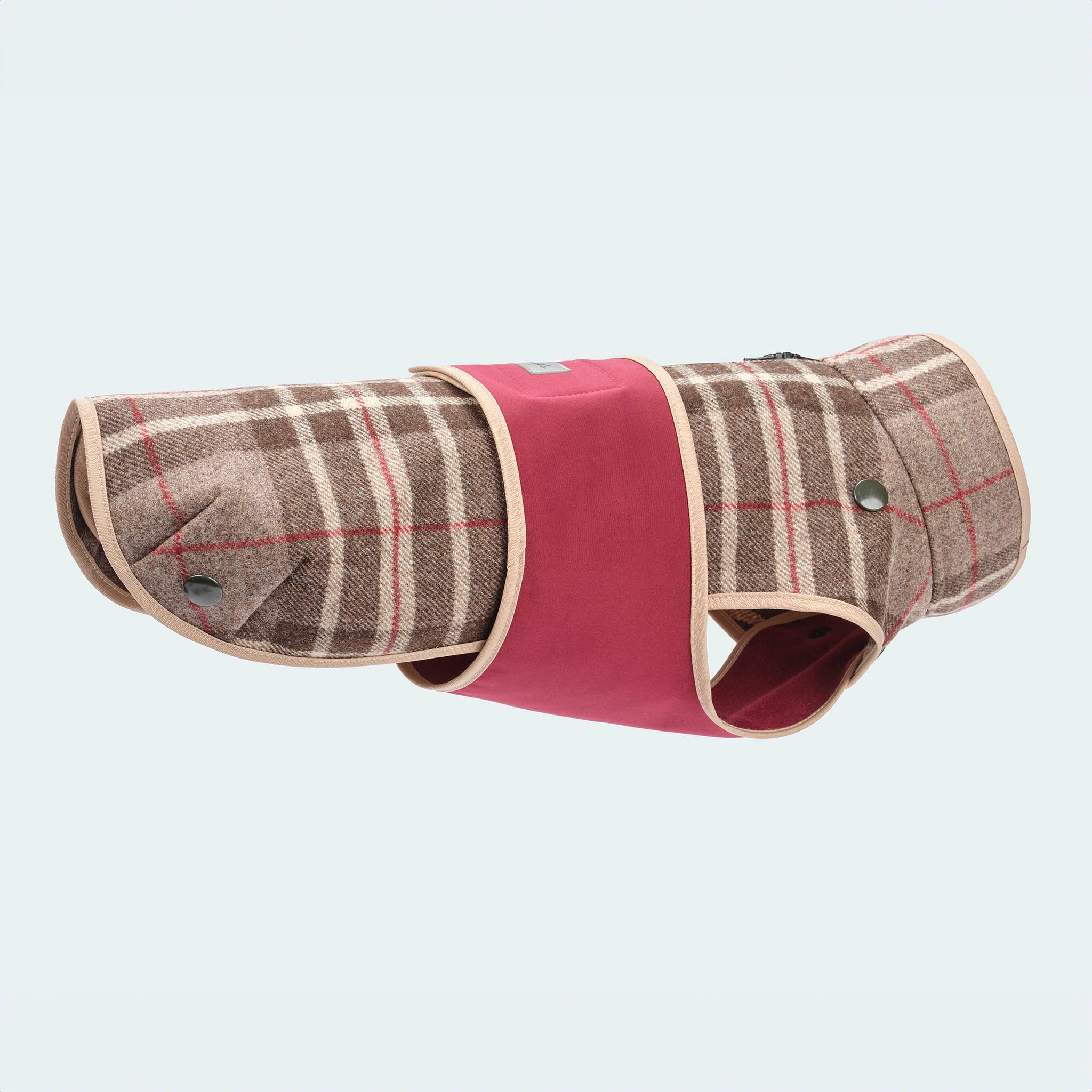 Hundemantel Wolle Softshell Glencheck braun