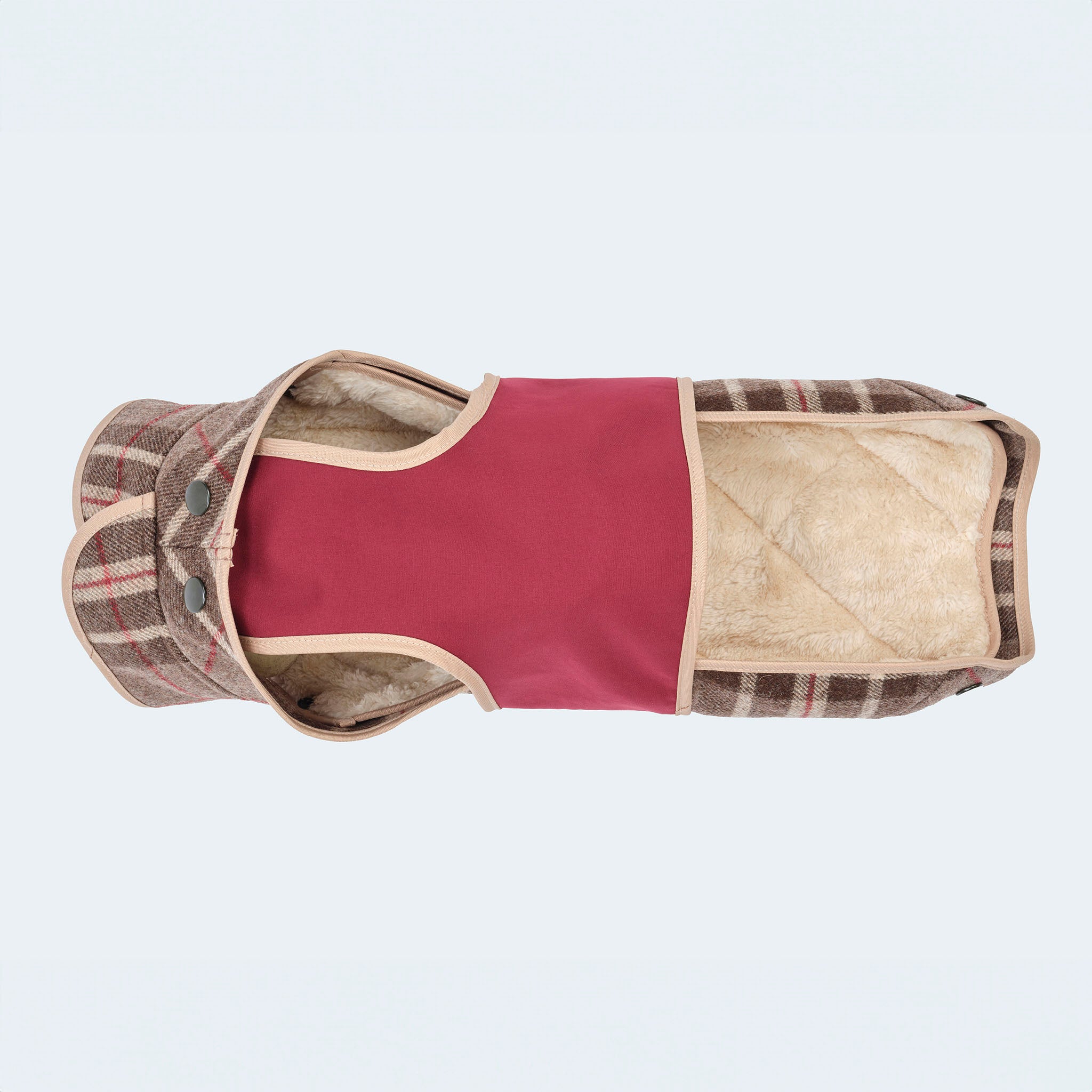 Hundemantel Wolle Softshell Glencheck braun