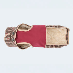 Hundemantel Wolle Softshell Glencheck braun