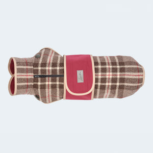 Hundemantel Wolle Softshell Glencheck braun