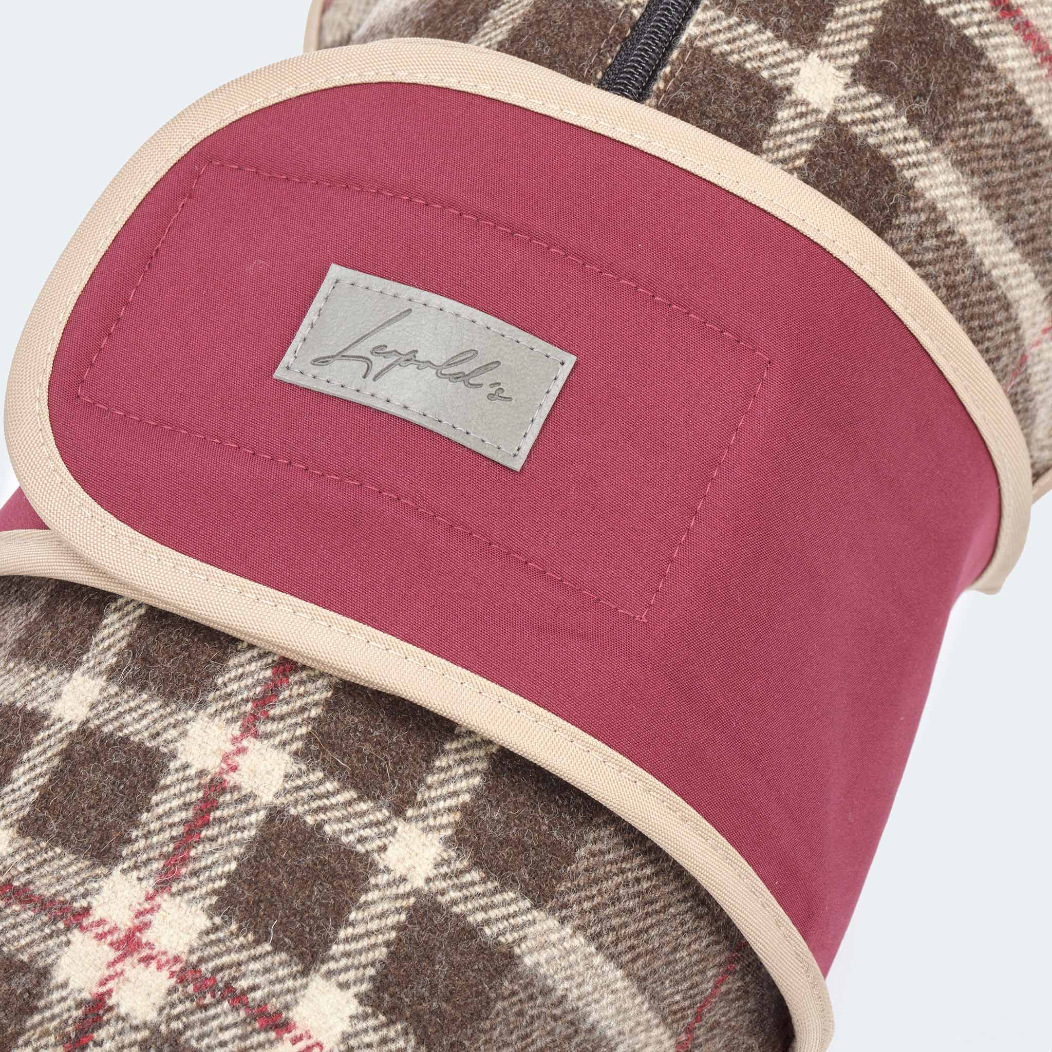 Hundemantel Wolle Softshell Glencheck braun