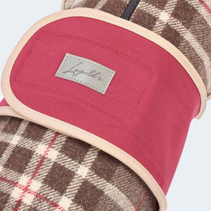 Hundemantel Wolle Softshell Glencheck braun