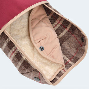 Hundemantel Wolle Softshell Glencheck braun