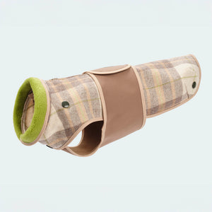 Hundemantel Wolle Softshell Glencheck taupe