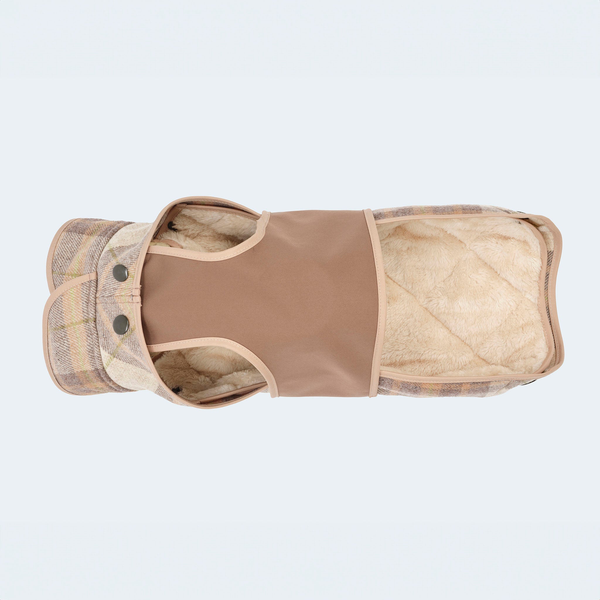 Hundemantel Wolle Softshell Glencheck taupe