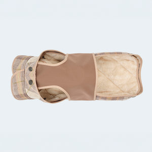 Hundemantel Wolle Softshell Glencheck taupe