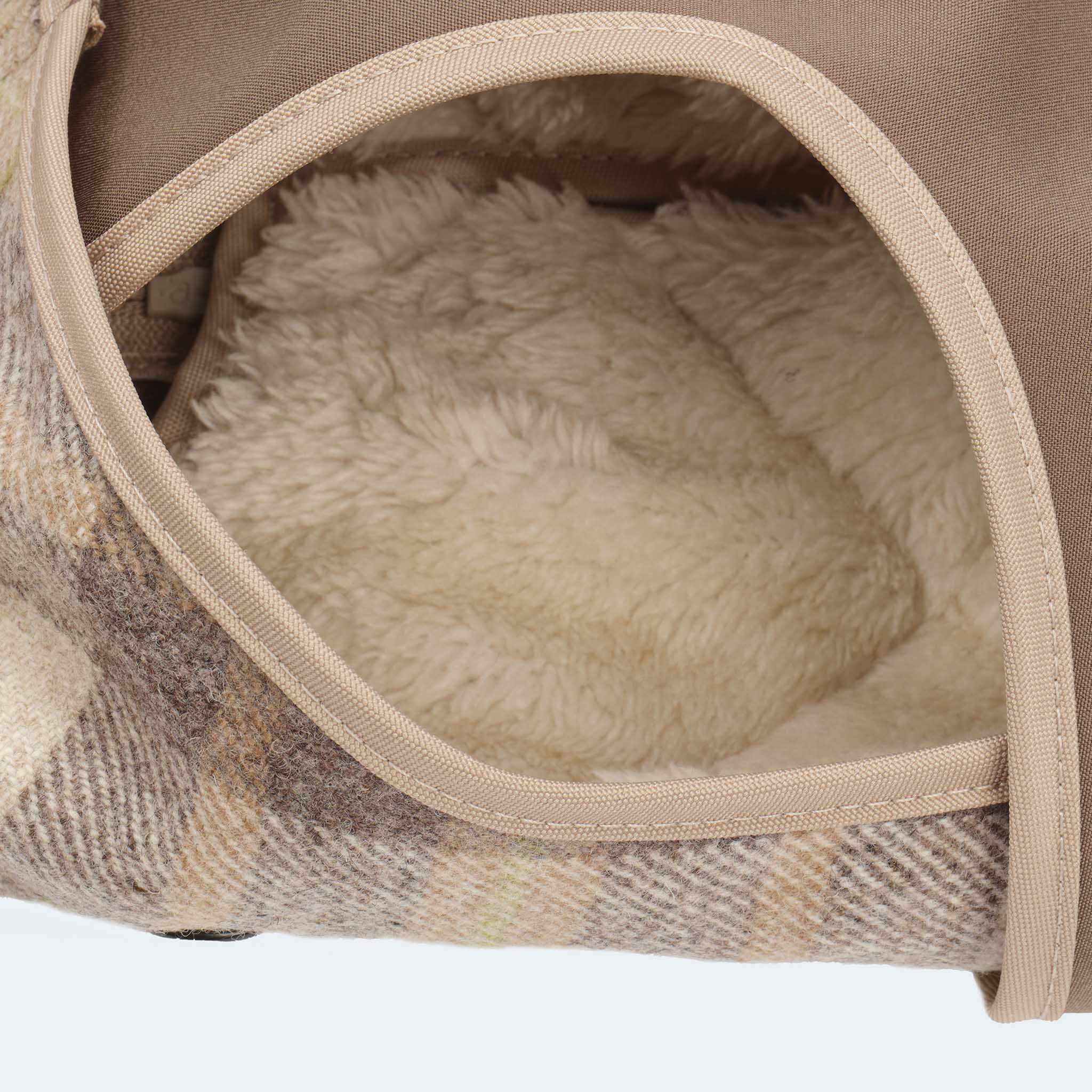 Hundemantel Wolle Softshell Glencheck taupe