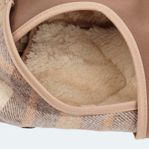 Hundemantel Wolle Softshell Glencheck taupe