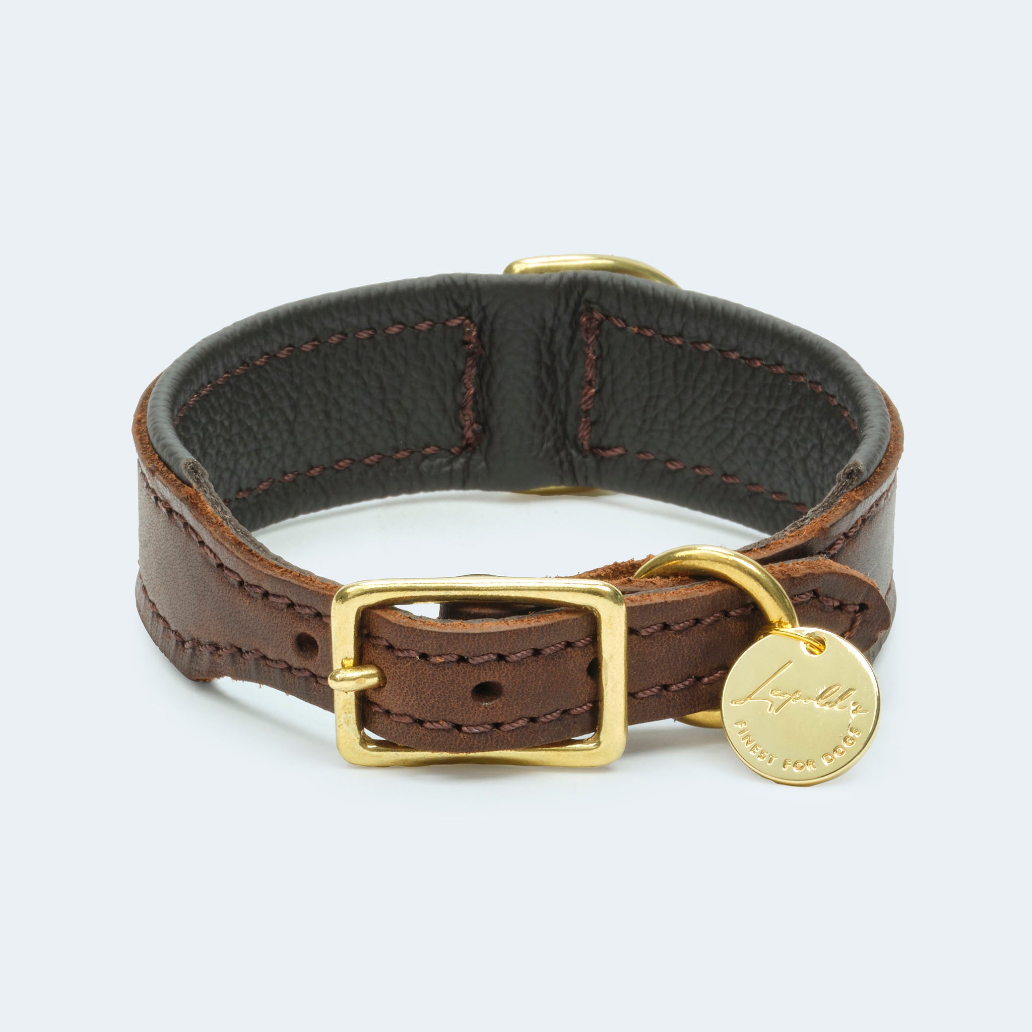Leopold's Finest | Hundehalsband Leder dunkelbraun mit Karabiner aus Messing für Dackel und kleine Hunde