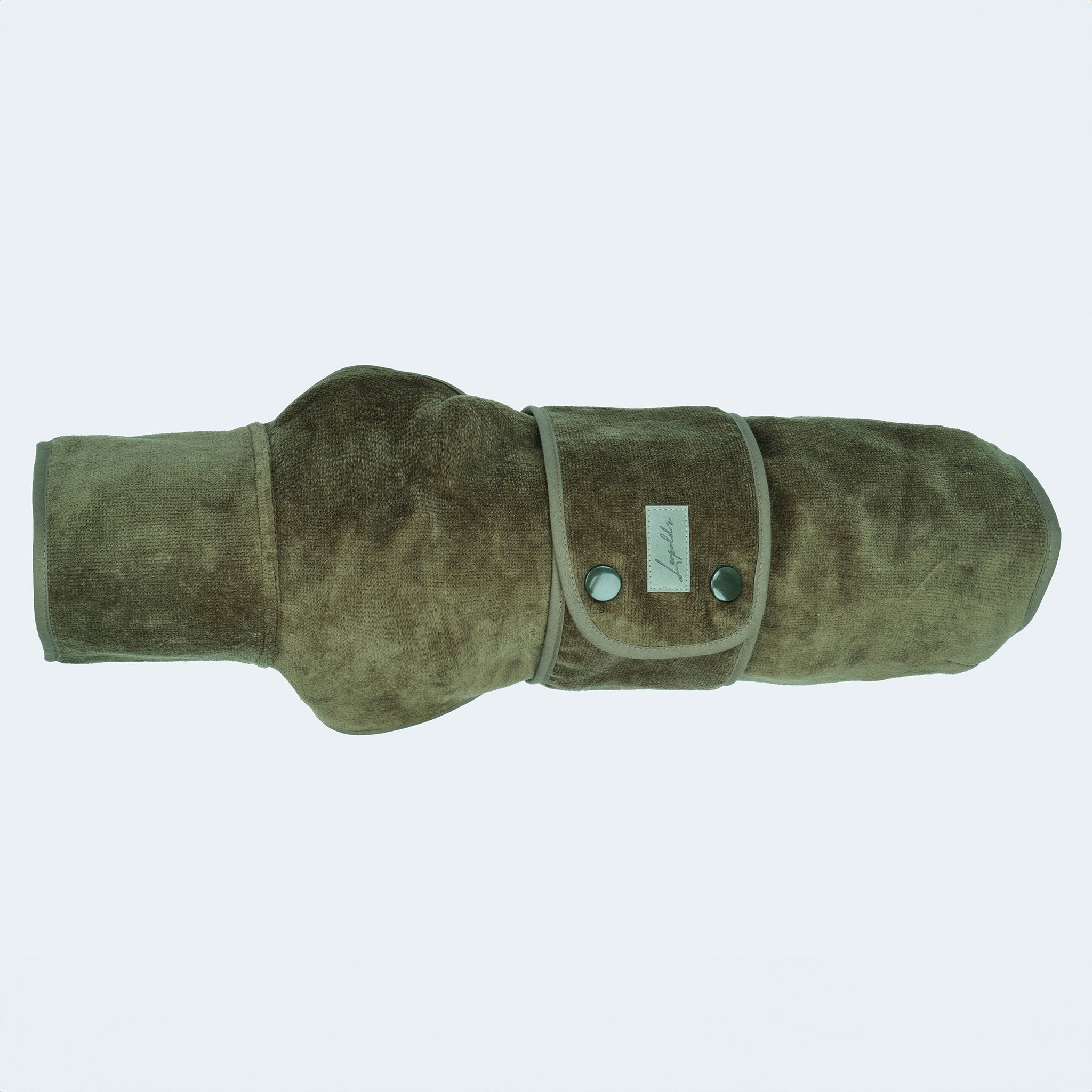 Leopold's Finest | Hundebademantel Sicht von oben [Oliv]