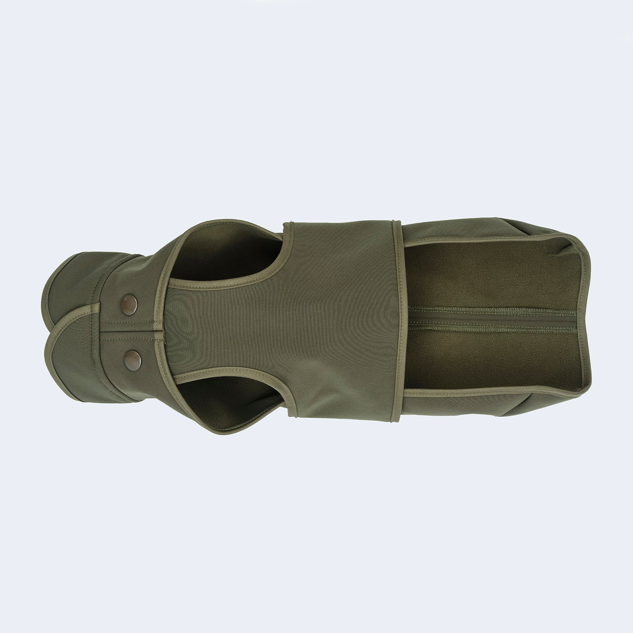Leopold's Finest | Hundemantel Softshell für Dackel und kleine Hunde in oliv Sicht von unten