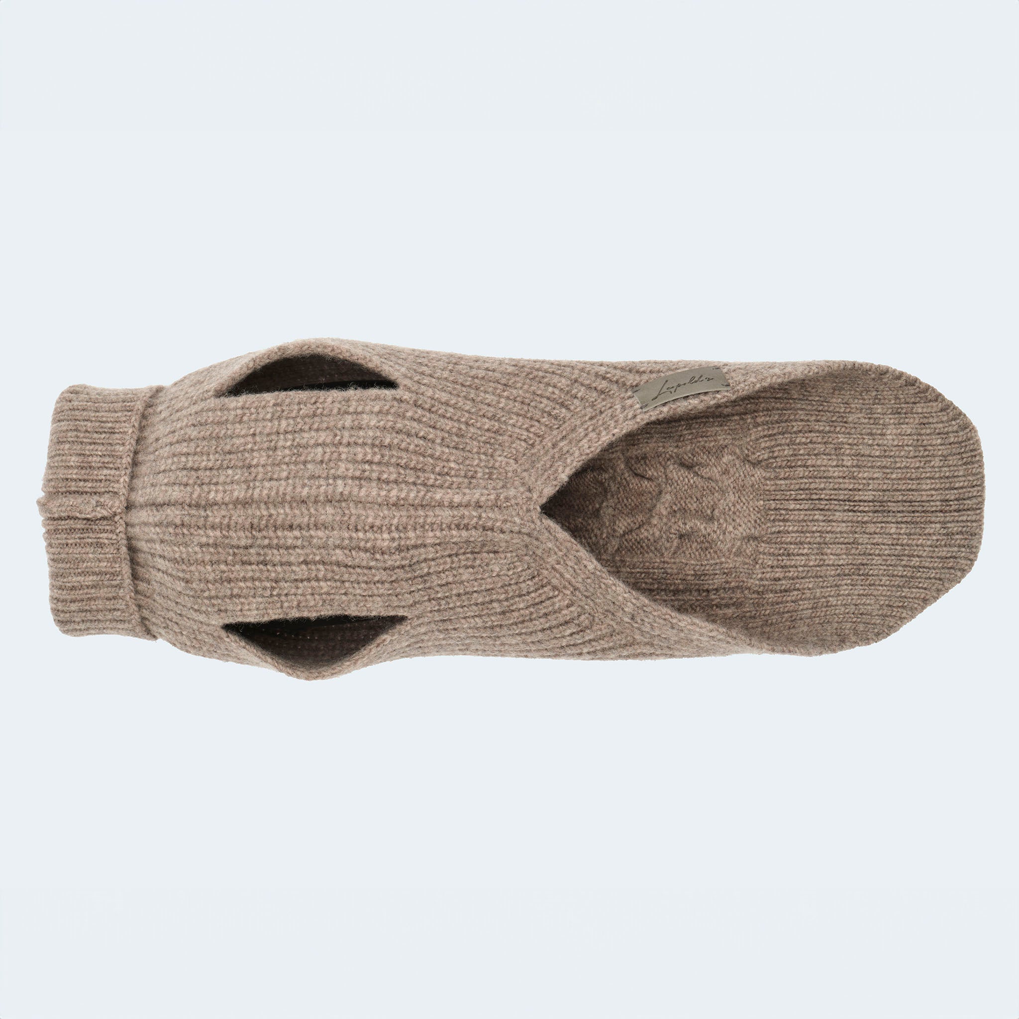 Leopold's Finest | Hundepullover aus Schurwolle für Dackel und kleine Hunde in taupe Unterseite