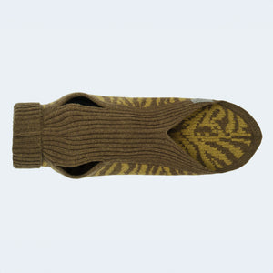 Leopold's Finest | Hundepullover aus 100% Schurwolle für Dackel und kleine Hunde in oliv mit Zebramuster Unterseite