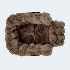 Leopold's Finest | CosyBag St.Moritz flauschiges Innenfutter mit Sicherheitsleine Hundetasche für Dackel und kleine Hunde 