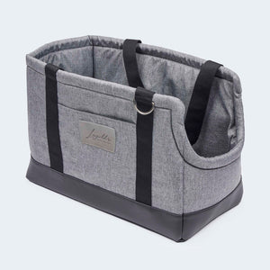 Hundetasche EasyLuxe für Dackel und kleine Hunde ohne ausknöpfbarem Innenfutter aus Curly. Zwei Seitentaschen und integrierter Sicherungsleine