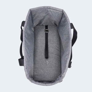 Hundetasche EasyLuxe für Dackel und kleine Hunde ohne ausknöpfbarem Innenfutter aus Curly. Integrierte Sicherungsleine im inneren der Tasche.