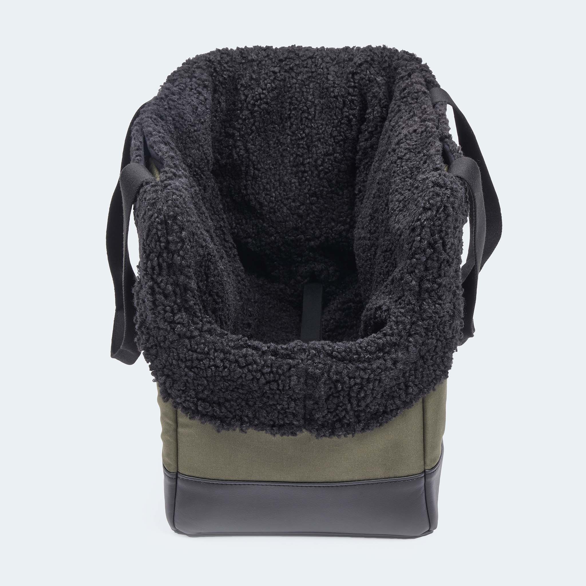 Hundetasche EasyLuxe mit schwarzem Curly. Niedriger einstieg, optimal für kleine Hunde [schwarz]
