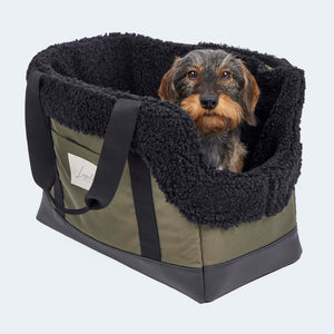 Hundetasche EasyLuxe mit schwarzem Curly mit einem Dackel