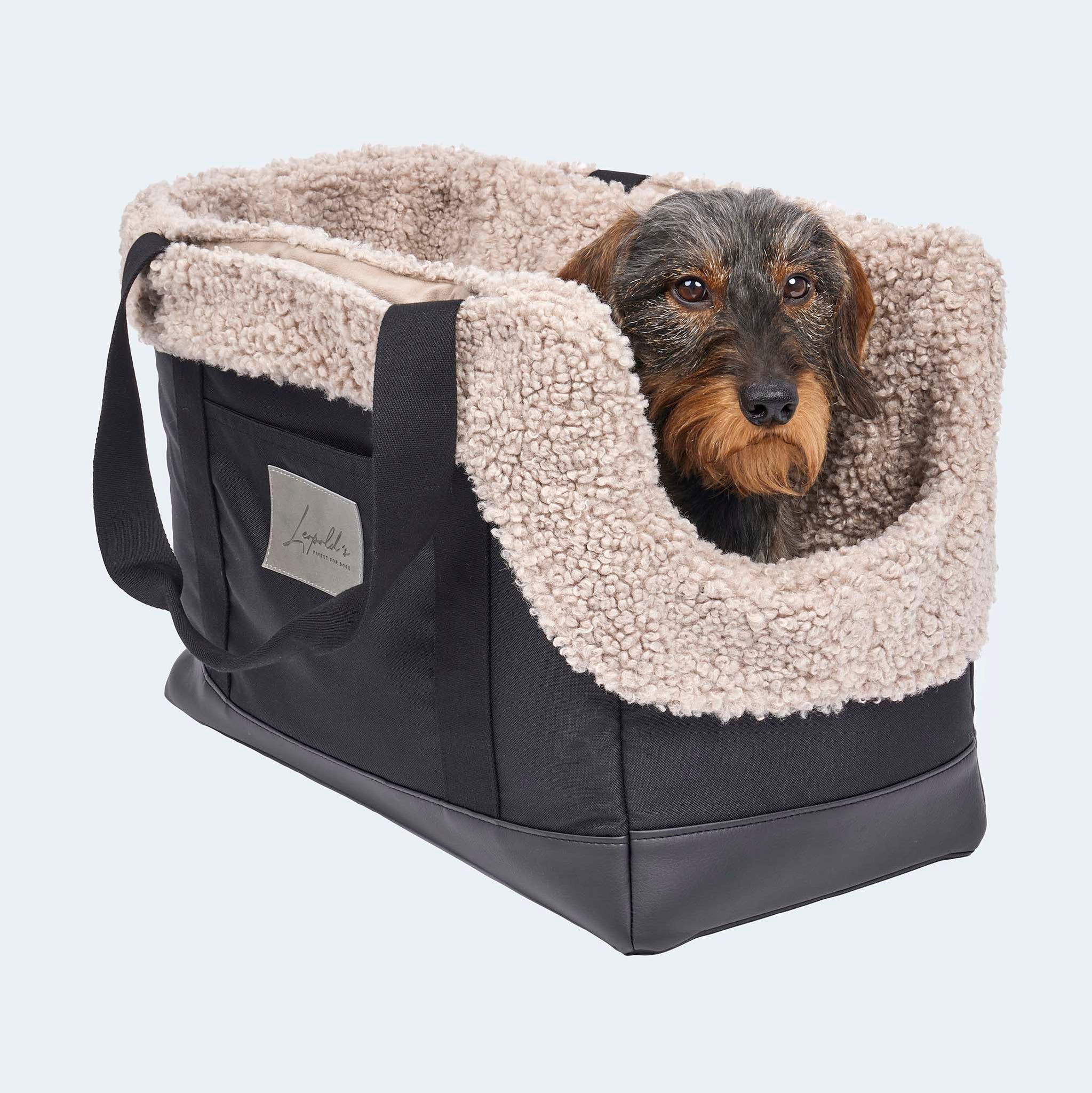 Hundetasche EasyLuxe mit Dackel mit ausknöpfbarem Innenfutter [beige]