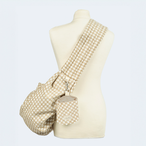 Puppy carrier bag houndstooth pattern beige